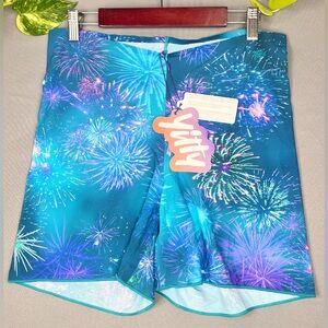 YITTY Women's Smoothed Reality High Waist Shorts in Peacock Firecracker